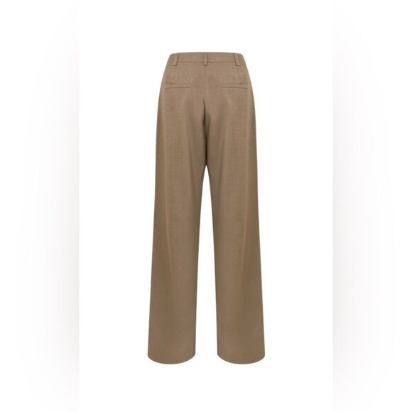 567. Elegant Tan Wide-Leg Women's Pants - Picture 2 of 6